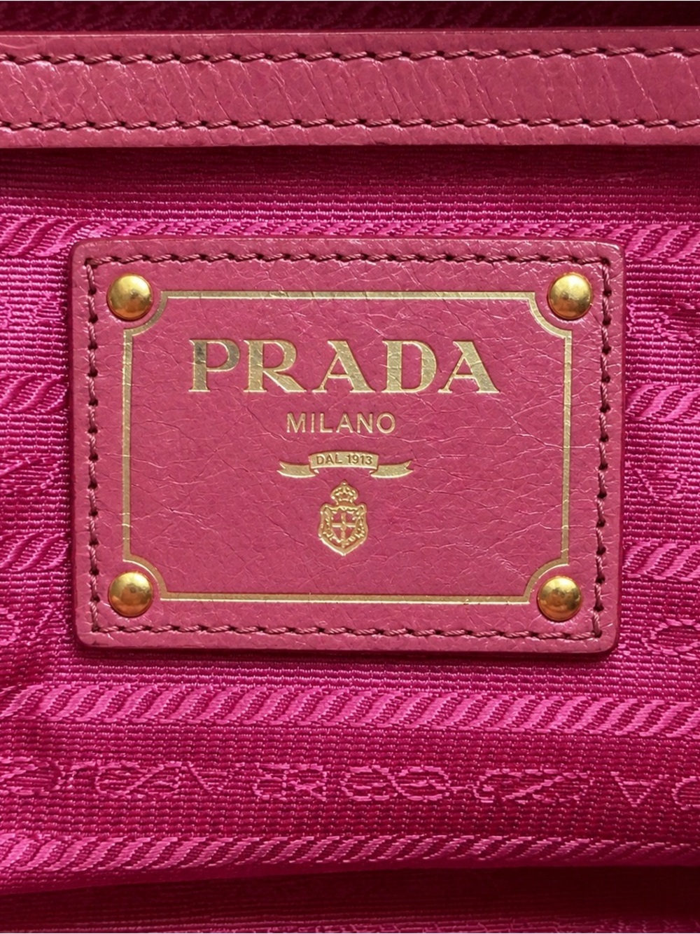 Prada Vitello Shine Leather Satchel Antique Pink Shoulder Handbag - Picture 9 of 15
